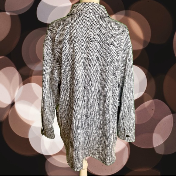 NWT Athleta ‘Textured Shirt Jacket’ in “Braiden Black & White” Size XL - Picture 13 of 16